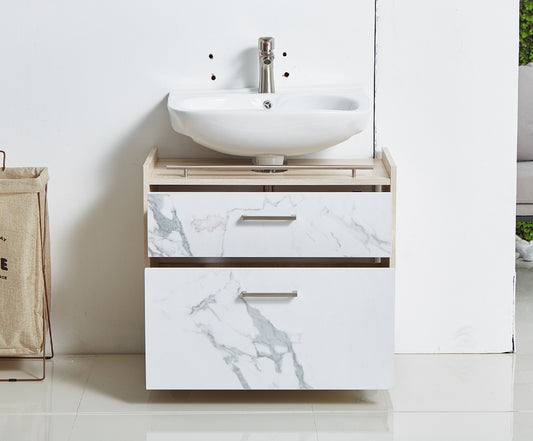 White Modern Free-standing 2 Drawer Single Bathroom Vanity Set