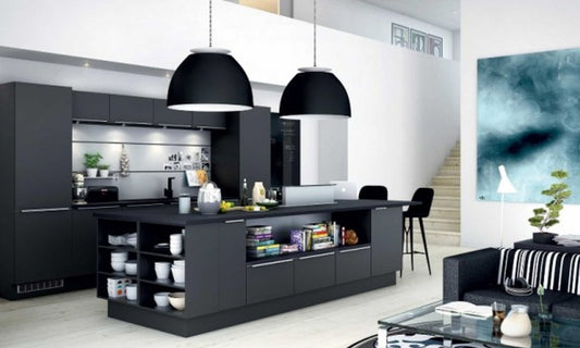 Black Lacquer plate I shape kitchen cabinet