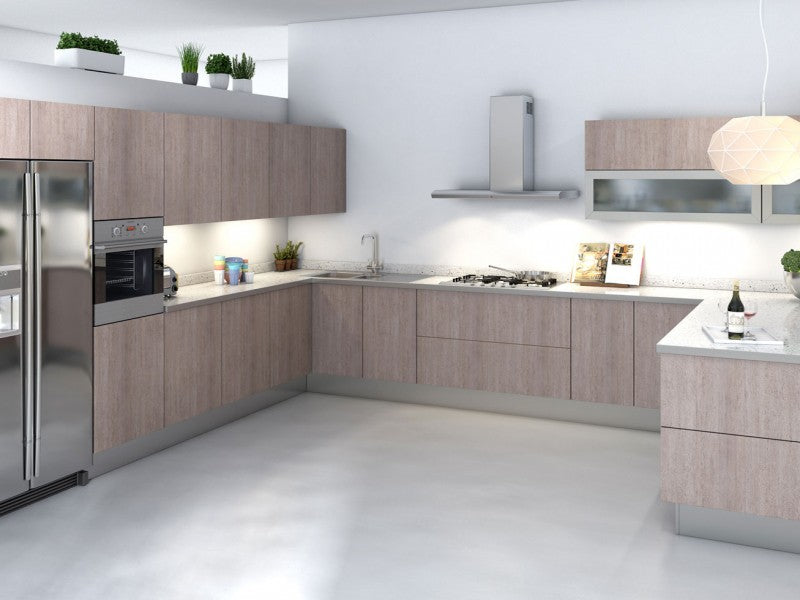 Khaki Melamine I shape kitchen cabinet