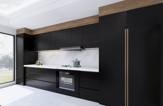 Black Lacquer plate I shape kitchen cabinet