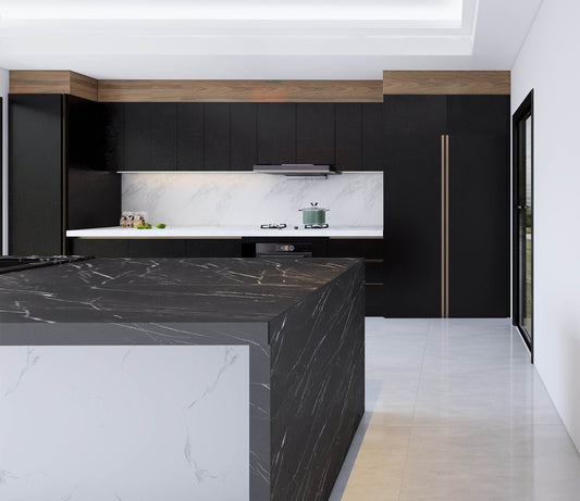 Black Lacquer plate I shape kitchen cabinet