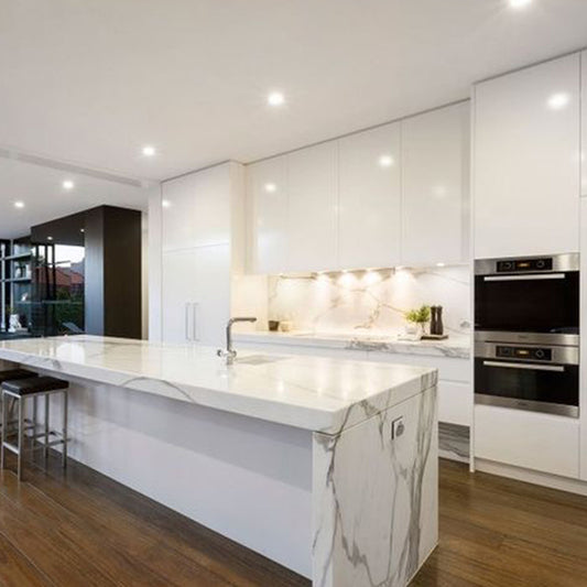 White Lacquer plate I shape kitchen cabinet