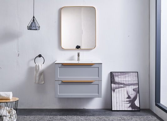 Grey pvc wall mount single bathroom vanity